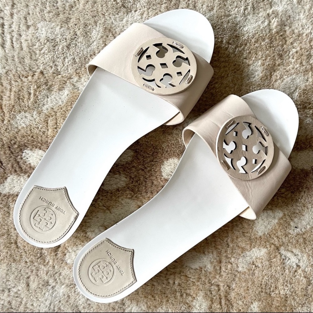 Tory Burch Miller 30mm Slide Dulce De Leche Tan Leather Sandals Size 10 1/2